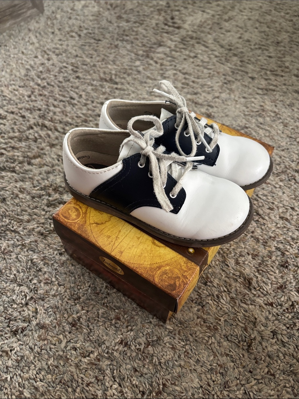 White and Black Kids Saddle Shoes - Classic Lace-Up